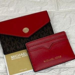 Micheal Kors small logo leather 3 in 1 card case Flame